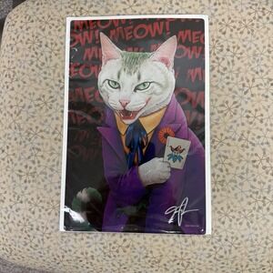 Jenny Parks Signed Art Print Joker Cat Illustration 10x6 Pop Art